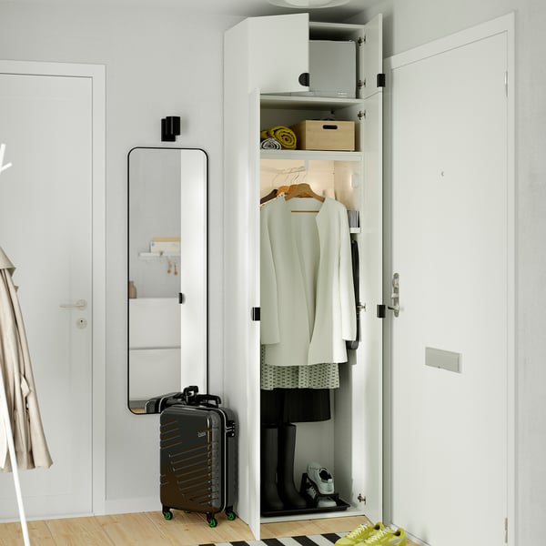 LASTARE Wardrobe combination, white/with height extension unit, 60x42x236 cm