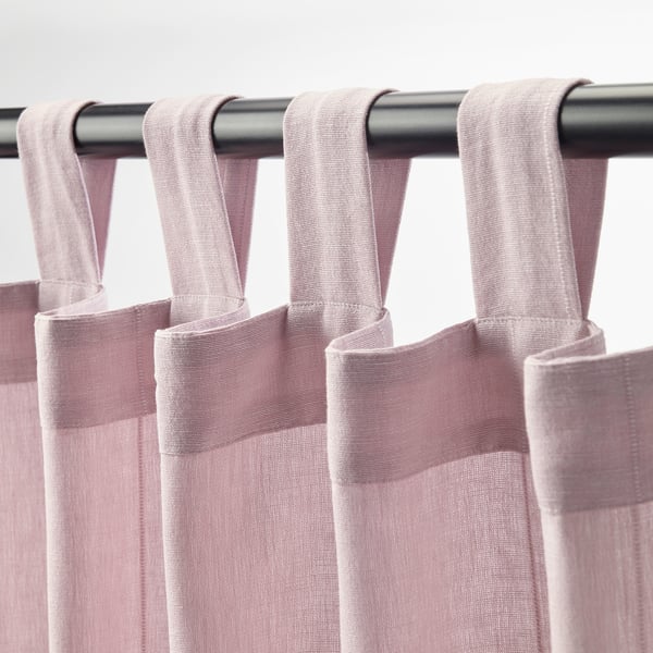 Lenda Curtains With Tie Backs 1 Pair Light Pink Ikea