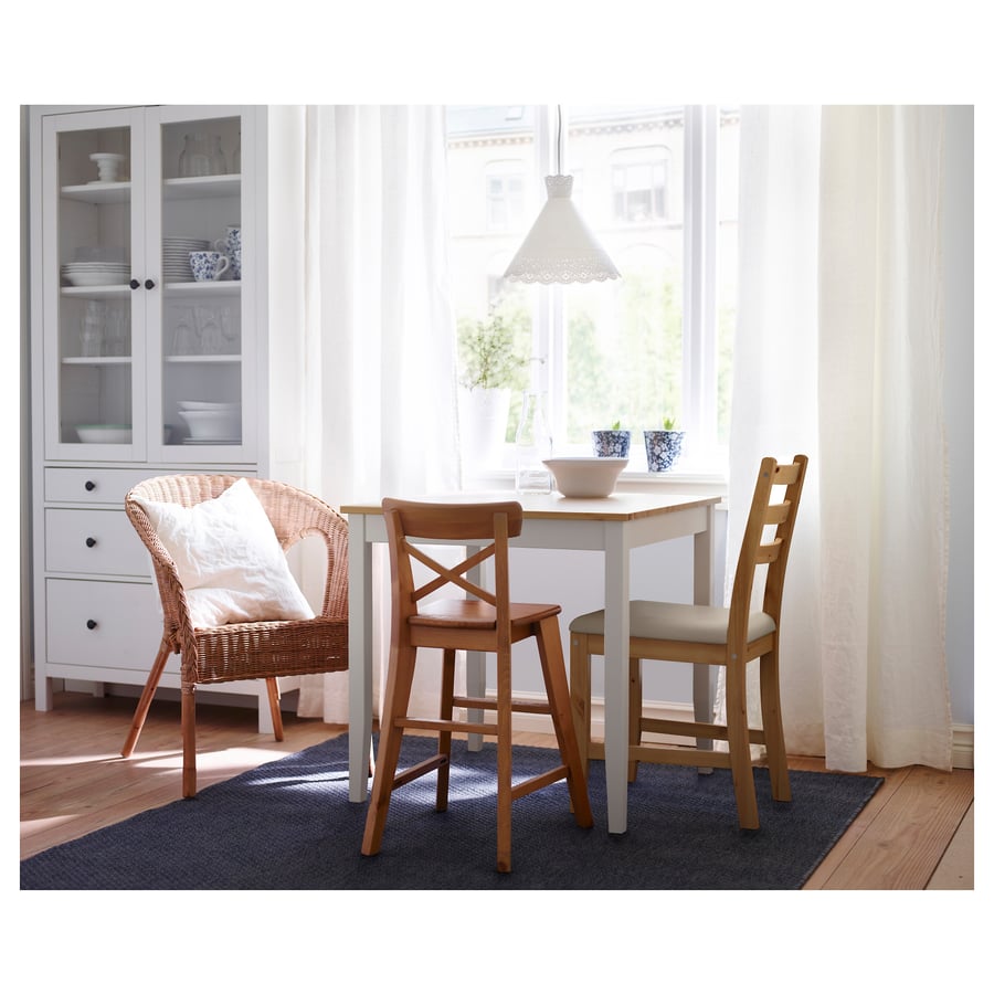 LERHAMN Table, light antique stain/white stain, 74x74 cm IKEA