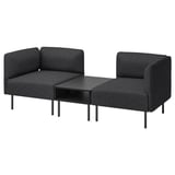 LILLEHEM 2-seat modular sofa with side table, Gunnared dark grey/metal