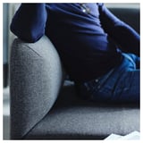 LILLEHEM 2-seat modular sofa with side table, Gunnared dark grey/wood