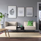 LILLEHEM 2-seat modular sofa with side table, Vissle beige/metal