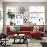 LILLEHEM 3-seat modular sofa w chaise longue, Gunnared/brown-red wood