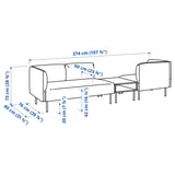 LILLEHEM 3-seat modular sofa with side table, Gunnared brown-red/metal