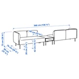 LILLEHEM 4-seat modular sofa with side table, Gunnared brown-red/metal