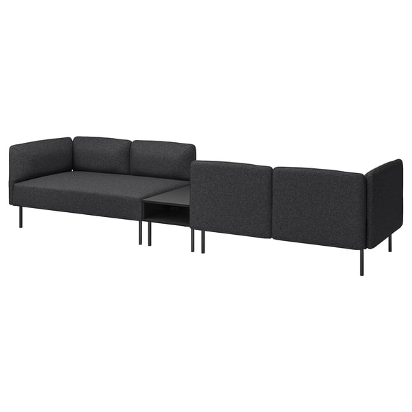 LILLEHEM 4-seat modular sofa with side table, Gunnared dark grey/metal