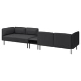 LILLEHEM 4-seat modular sofa with side table, Gunnared dark grey/metal