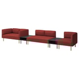 LILLEHEM 5-seat modular sofa with side table, Gunnared/brown-red wood
