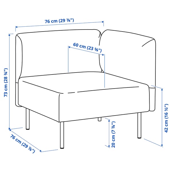 LILLEHEM 5-seat modular sofa with side table, Gunnared/brown-red wood