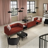 LILLEHEM 5-seat modular sofa with side table, Gunnared/brown-red wood