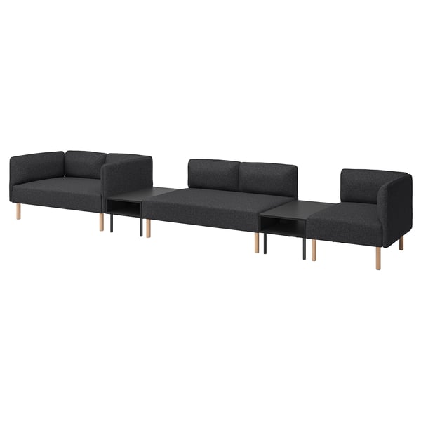 LILLEHEM 5-seat modular sofa with side table, Gunnared/dark grey wood