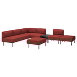 LILLEHEM 6-seat modular sofa with side table, Gunnared/brown-red metal
