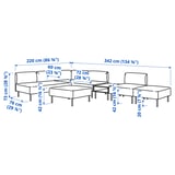 LILLEHEM 6-seat modular sofa with side table, Gunnared/brown-red wood