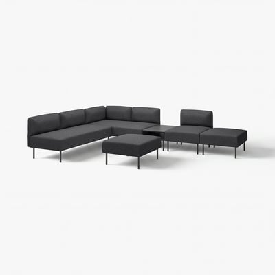 LILLEHEM 6-seat modular sofa with side table, Gunnared/dark grey metal
