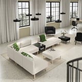 LILLEHEM 6-seat modular sofa with side table, Vissle/beige wood