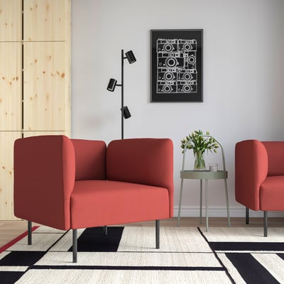 LILLEHEM Armchair, Gunnared/brown-red metal