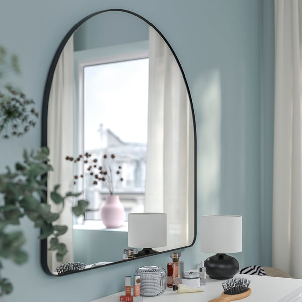 LINDBYN Mirror, black, 80x80 cm