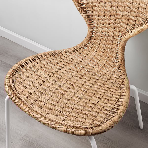LISABO / ÄLVSTA Table and 4 chairs, ash veneer/rattan white, 140x78 cm