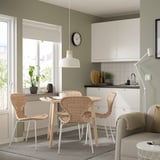 LISABO / ÄLVSTA Table and 4 chairs, ash veneer/rattan white, 105 cm