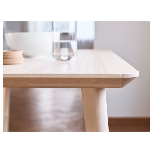 LISABO / KARLPETTER Table and 6 chairs, ash veneer/Gunnared medium grey white, 200x78 cm