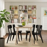LISABO / LISABO Table and 4 chairs, ash veneer/black, 140x78 cm