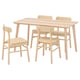 LISABO / RÖNNINGE Table and 4 chairs, ash veneer/birch, 140x78 cm