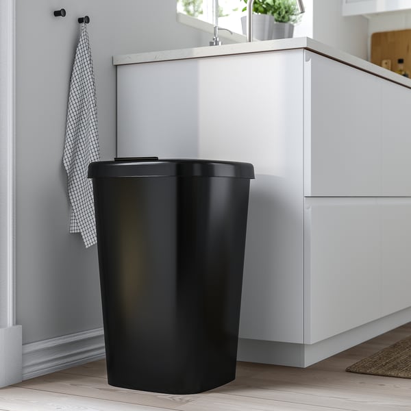 LÖVKVAST Bin with lid, black, 50 l