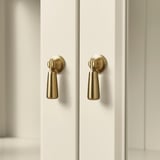 LOMMARP Cabinet with glass doors, light beige, 86x199 cm