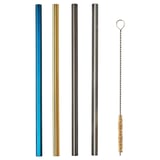LUFTTÄT Drinking straws/cleanbrush set of 5, mixed shapes mixed colours