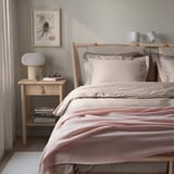 LUKTJASMIN Duvet cover and 2 pillowcases, grey-beige, 240x220/50x80 cm