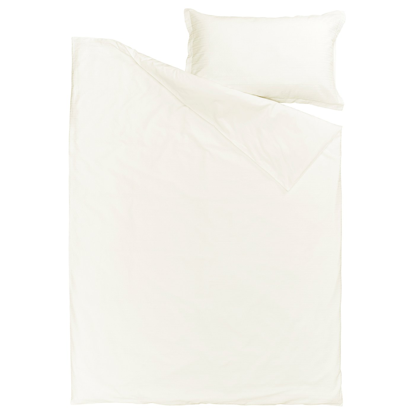 A white LUKTVICKER duvet cover set in waffle weave, made from 100% soft cotton.