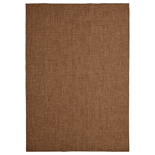 The LYDERSHOLM rug is a rectangle, brown, natural-fiber, durable, and easy-to-clean floor mat.