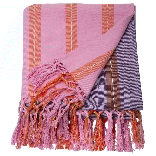 MÄVINN Throw, pink/orange stripe, 110x170 cm