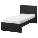 MALM Bed frame, high, black-brown/Lindbåden, 90x200 cm