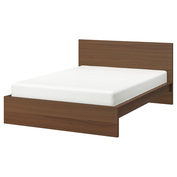 Malm Bed Frame High Brown Stained Ash Veneer Luroy Ikea