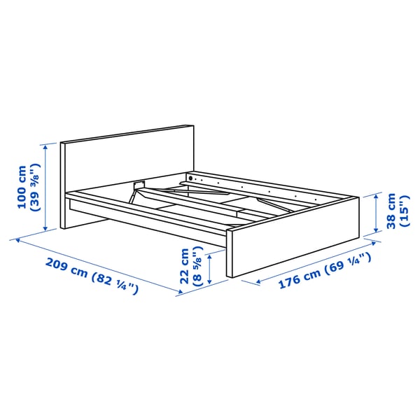MALM Bed frame with mattress, grey stained/Vesteröy extra firm, 160x200 cm