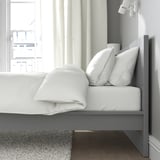 MALM Bed frame with mattress, grey stained/Vesteröy extra firm, 180x200 cm