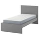MALM Bed frame with mattress, grey stained/Vesteröy extra firm, 90x200 cm