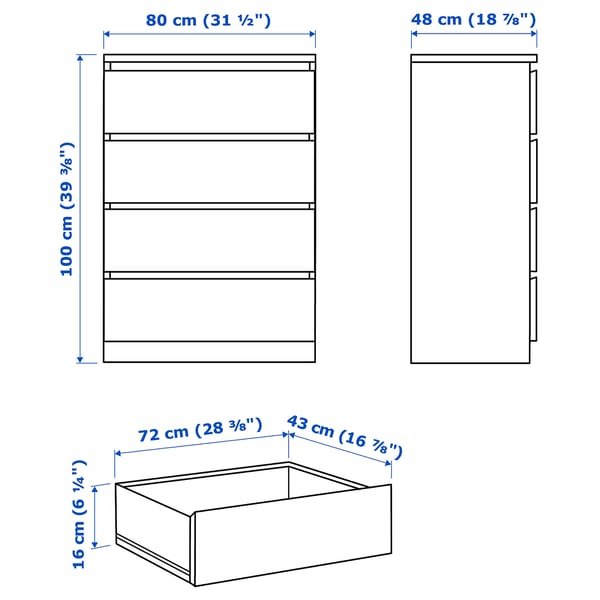 Malm Chest Of 4 Drawers Black Brown Ikea