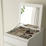 MALM Chest of 6 drawers, white/mirror glass, 40x123 cm