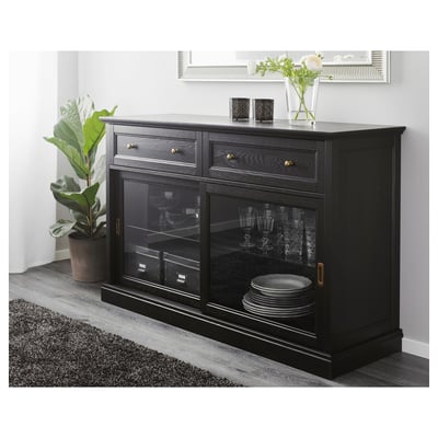 MALSJÖ Sideboard basic unit, black stained, 145x92 cm