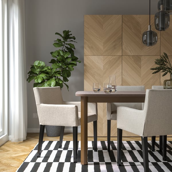 MÅRENÄS Chair with armrests, black/Gunnared beige