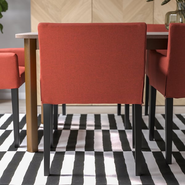 MÅRENÄS Chair with armrests, black/Gunnared red-brown