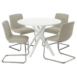 MARIEDAMM / LUSTEBO Table and 4 chairs, stone effect white/Viarp beige/brown, 105 cm