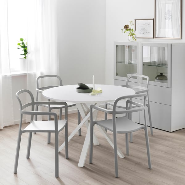 MARIEDAMM Table, white/stone effect white, 105 cm