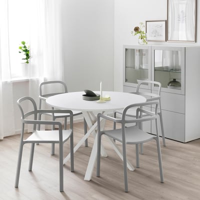 MARIEDAMM Table, white/stone effect white, 105 cm