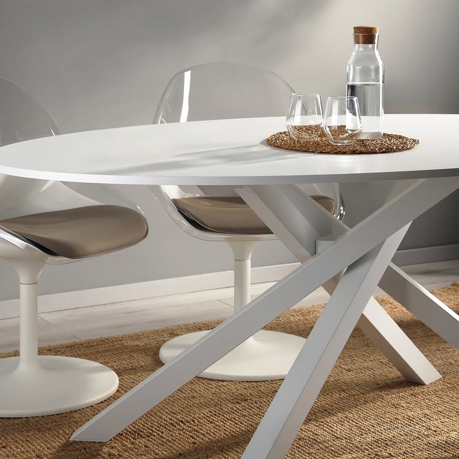 MARIEDAMM table, white/stone effect white, 180x100 cm IKEA