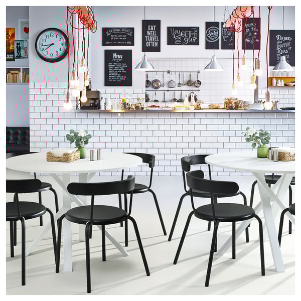 MARIEDAMM Table, white/stone effect white, 105 cm