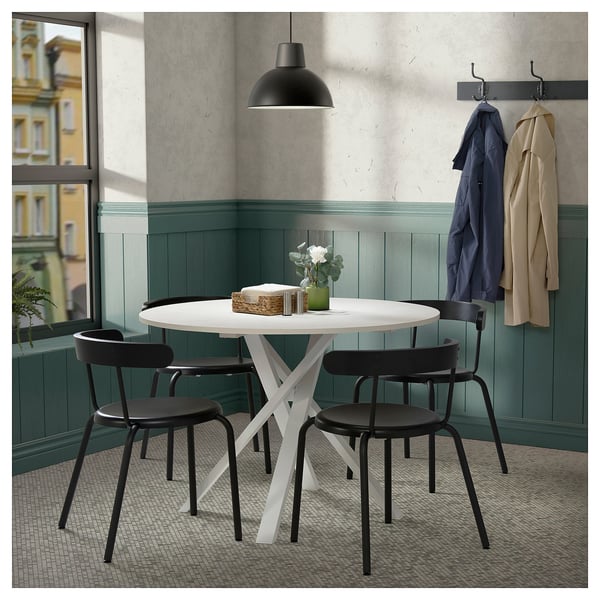 MARIEDAMM Table, white/stone effect white, 105 cm