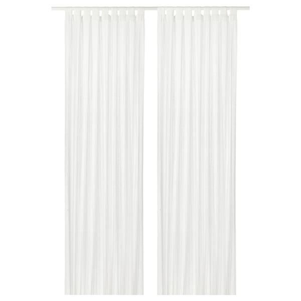 MATILDA Sheer curtains, 1 pair, white/with tab top, 140x300 cm